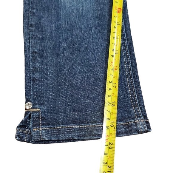 Grace in LA USA Capri Jeans Womens Blue Denim Rhinestone Flap Pockets Size 3 - Picture 6 of 7